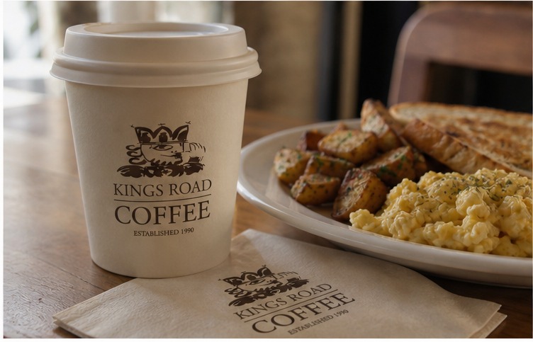 Kings Road Café identity applied to a new brand touchpoint