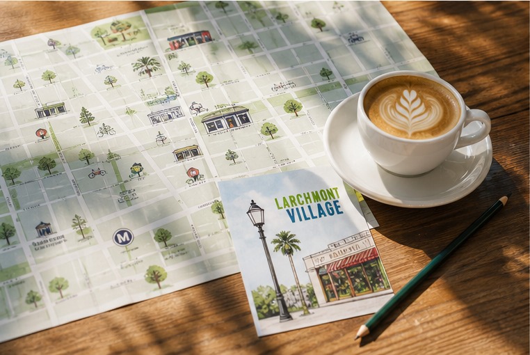 Larchmont Village identity applied to a new brand touchpoint