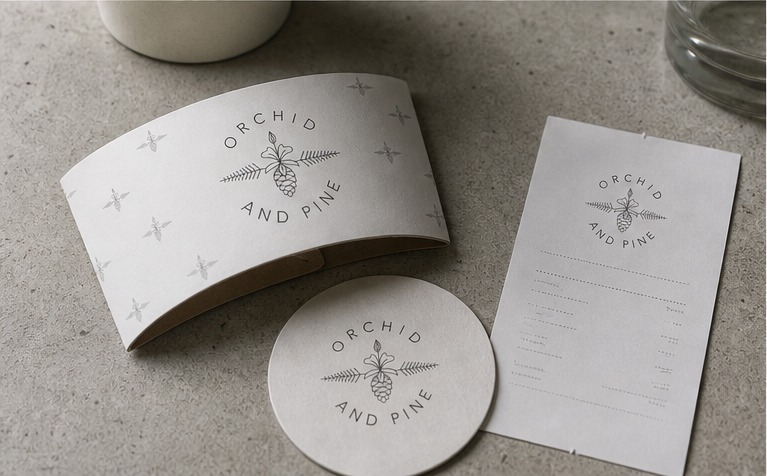 Orchid And Pine identity applied to a new brand touchpoint