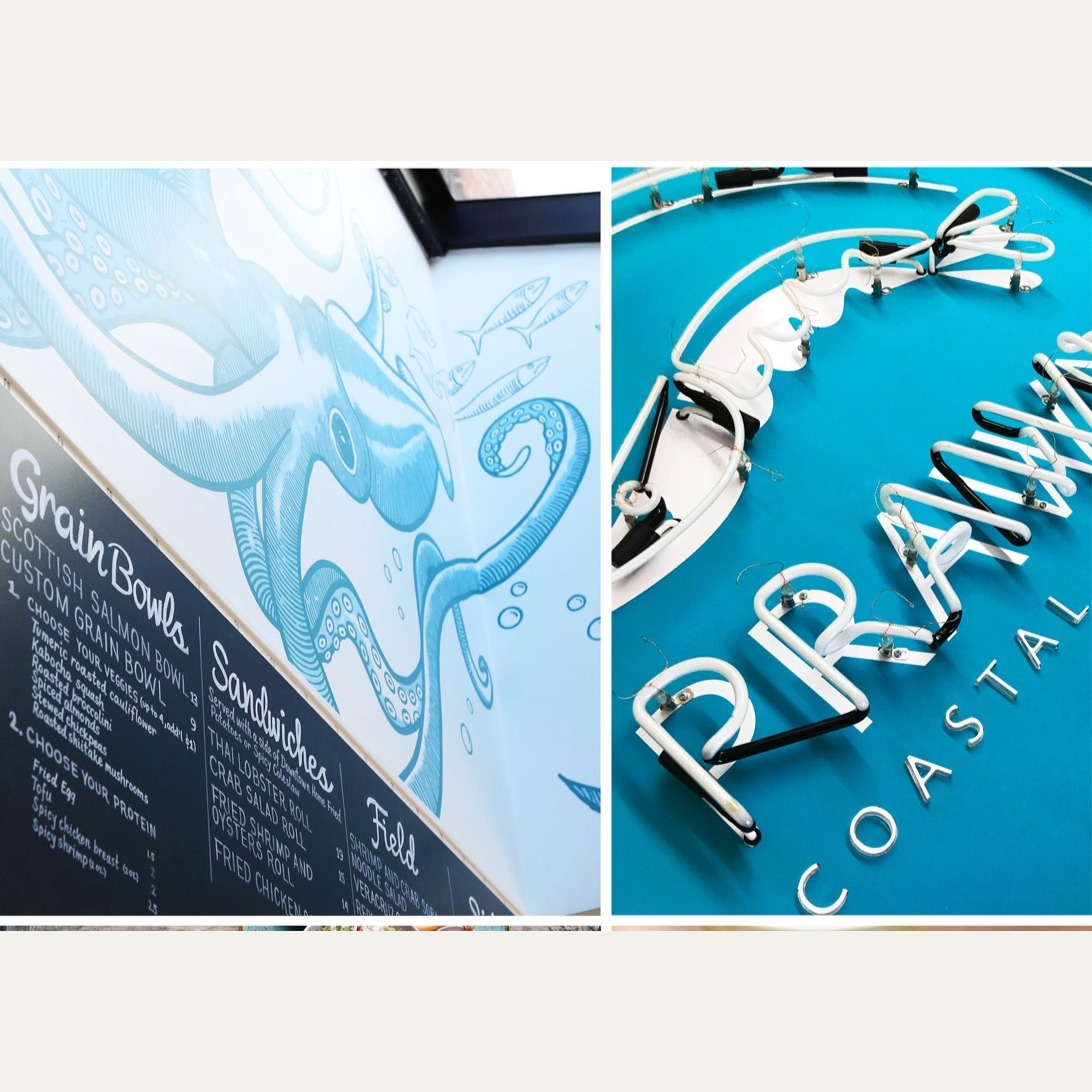 Original Prawn underwater artwork and exterior signage